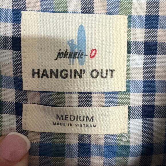 Johnnie O Hangin Out Button Down Shirt Plaid Medium Tailgate Prep Harborcore - Picture 4 of 7